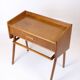 Table d'appoint / table de nuit - teck - tiroir - étagère en osier - 1960