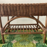Vintage rattan and wicker bench from the 1970s