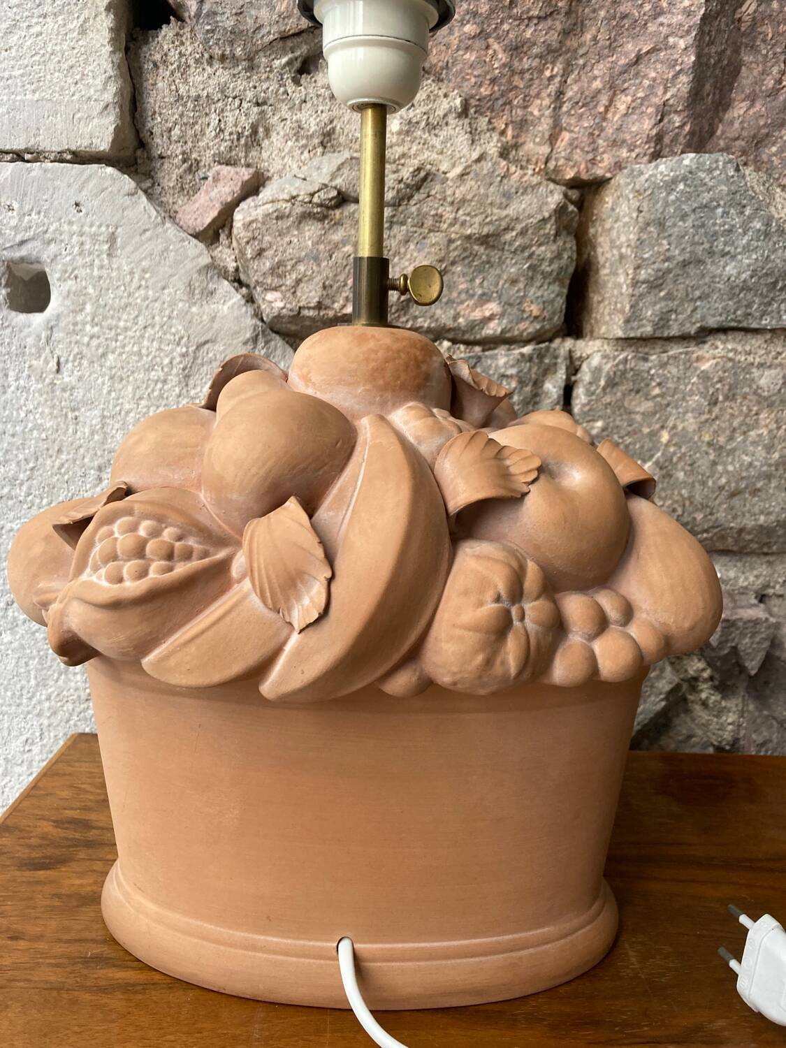 Terracotta “fruit basket” lamp base