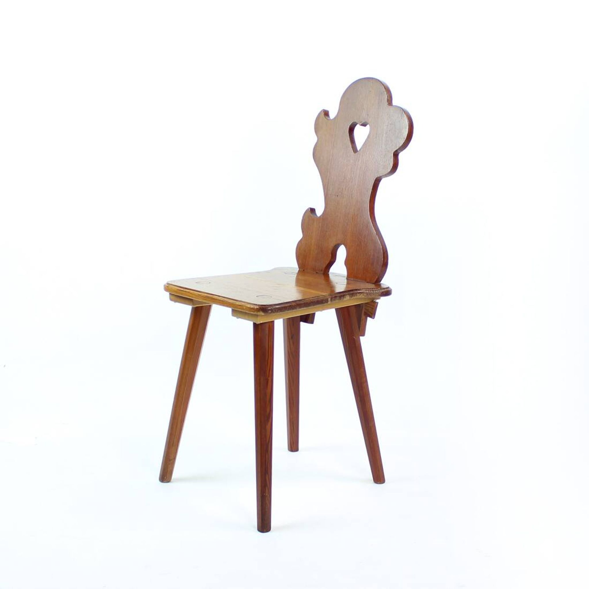 Folk Style Dining Chair In Wood, Czechoslovakia 1973