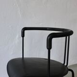 4 postmodern black leather armchairs from Cidue, Italy, 1990s