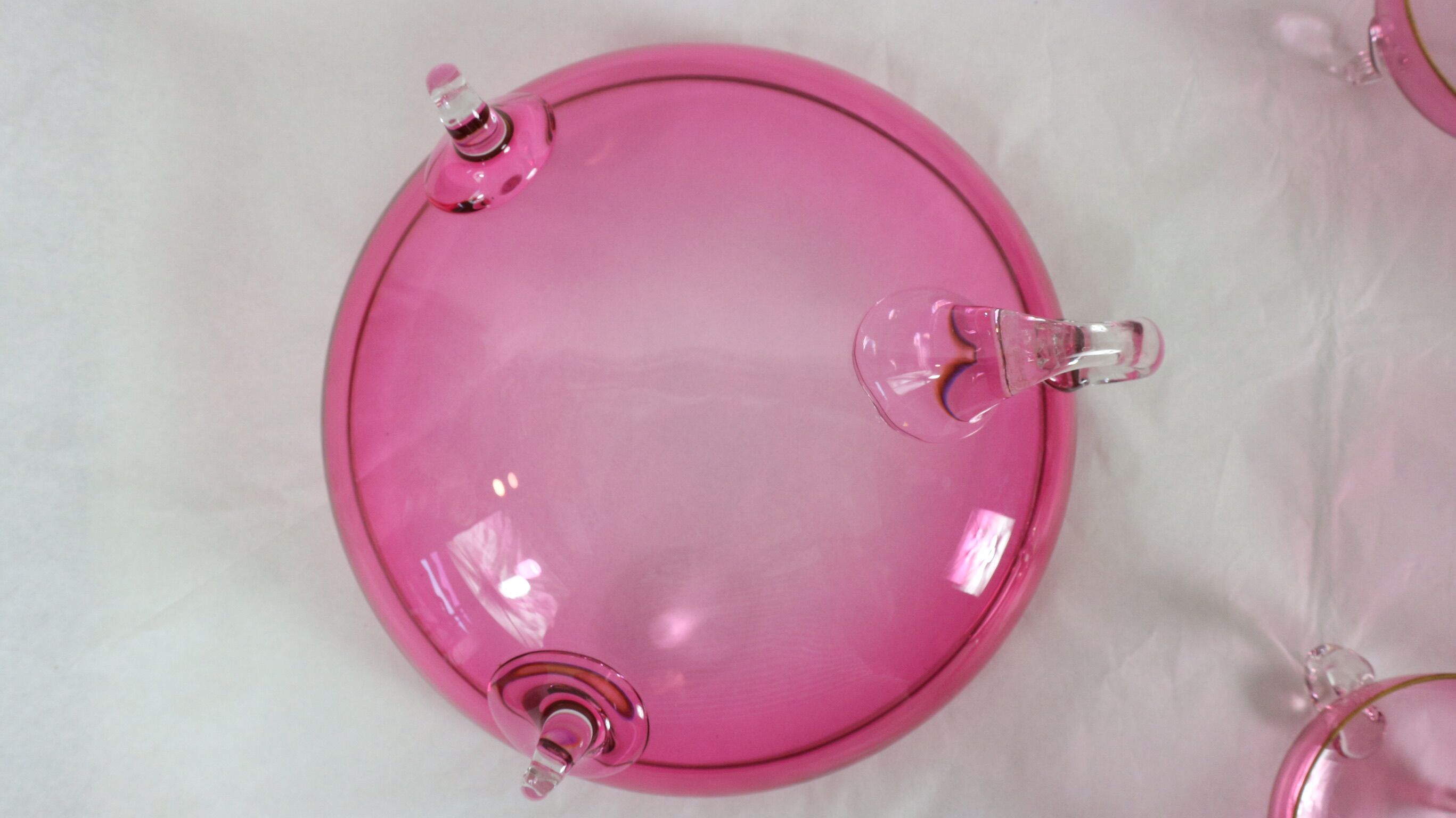Vintage glasses service cup pink for 7 with service bowl