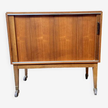 Bar meuble tv hifi à rideau vintage 1950/1960