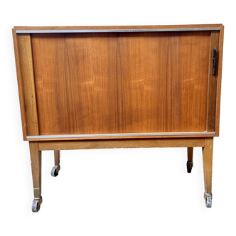 Bar meuble tv hifi à rideau vintage 1950/1960