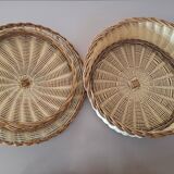 Vintage woven wicker basket with lid - Natural crafts