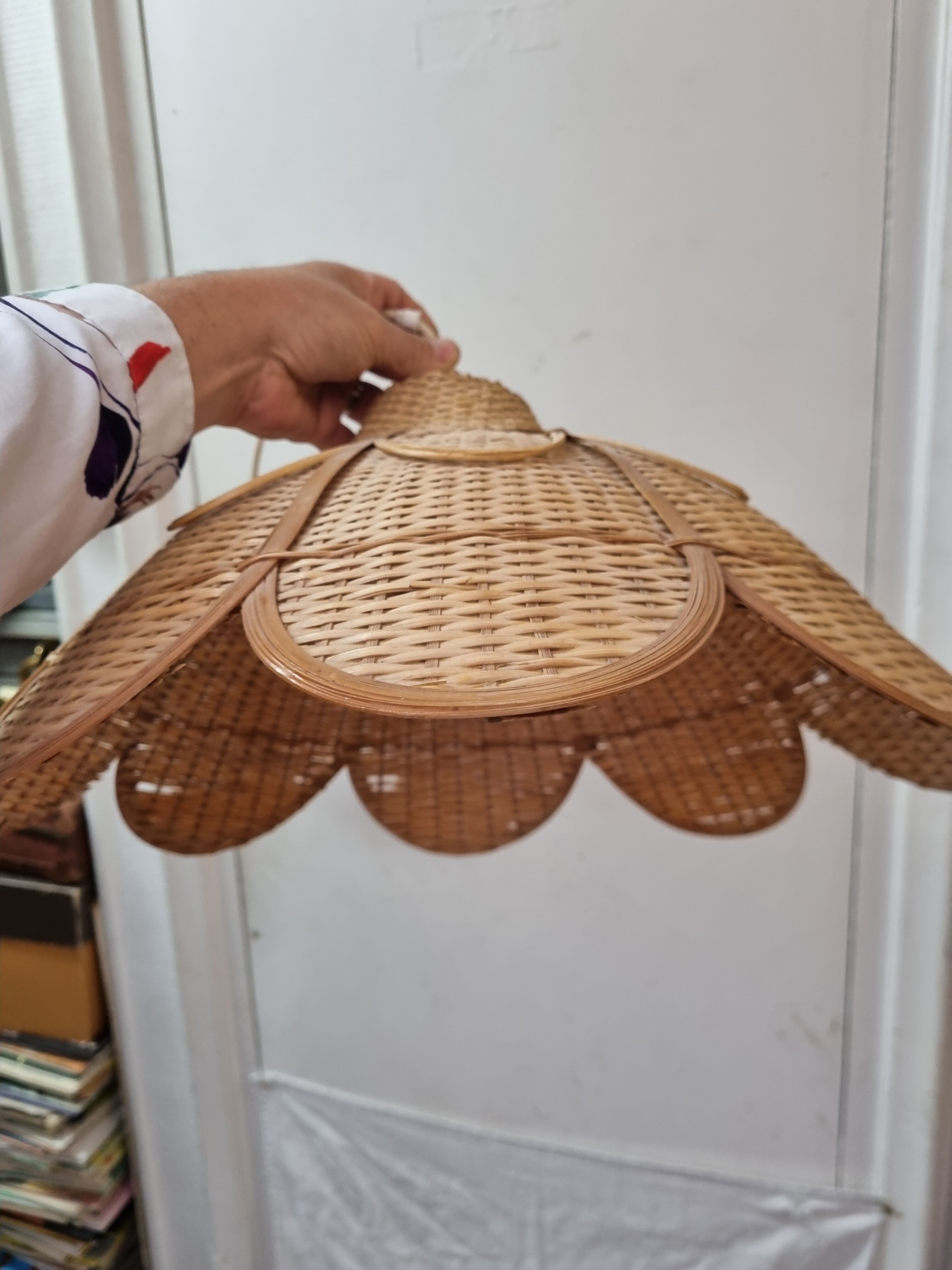 Rattan flower ceiling lamp, 1980