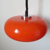 Orange perspex and chrome metal pendant light, space age, 1970