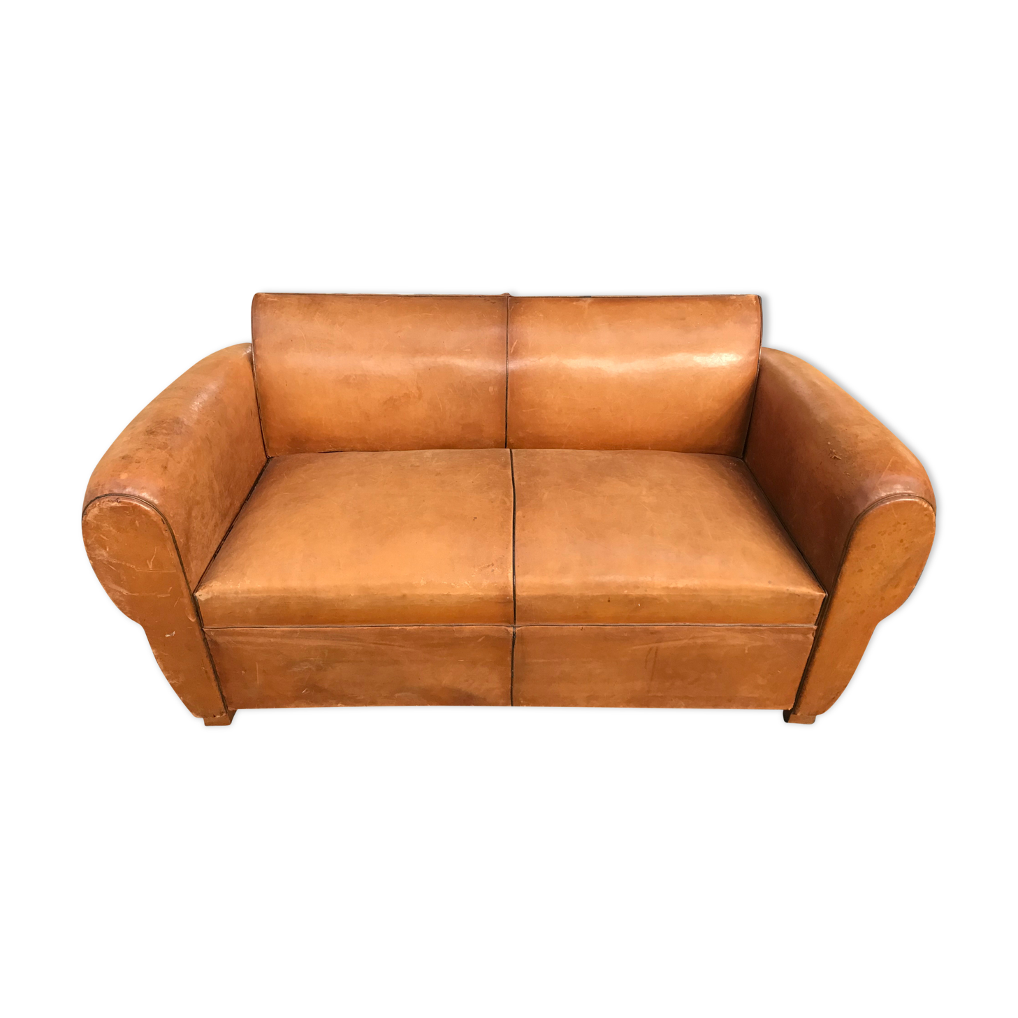 Canapé club cuir art déco convertible