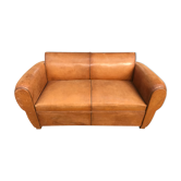 Canapé club cuir art déco convertible