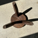 Brown solid wood stool flat circular seat