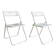 Pair of white perforated metal folding chairs - vintage
