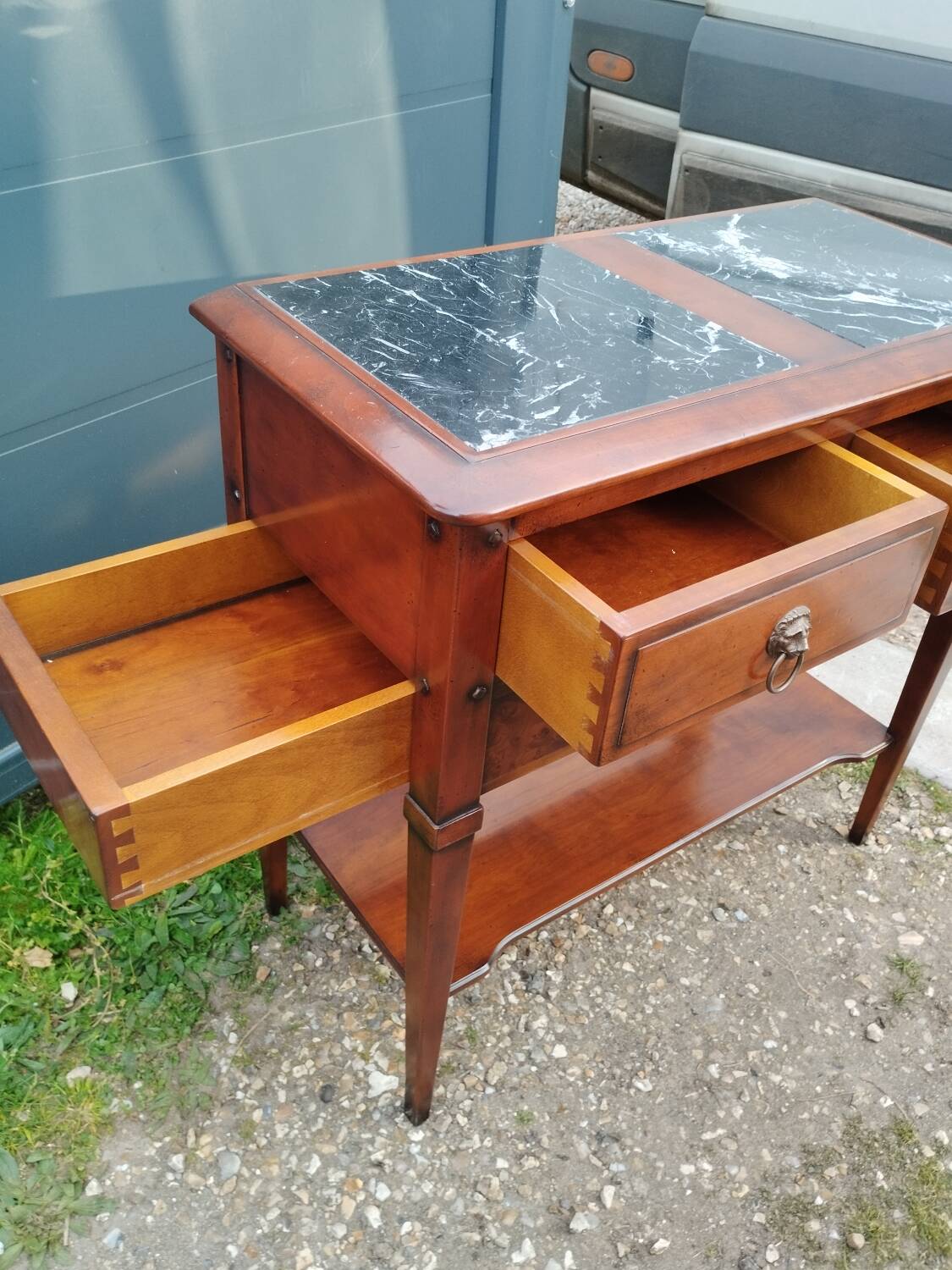 Bedside console old marble top Louis XVI style