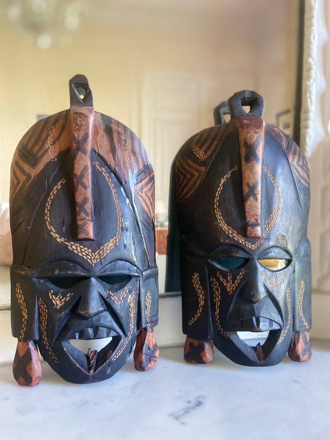 Pair of African wooden masks