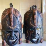 Paire de masques africaines en bois