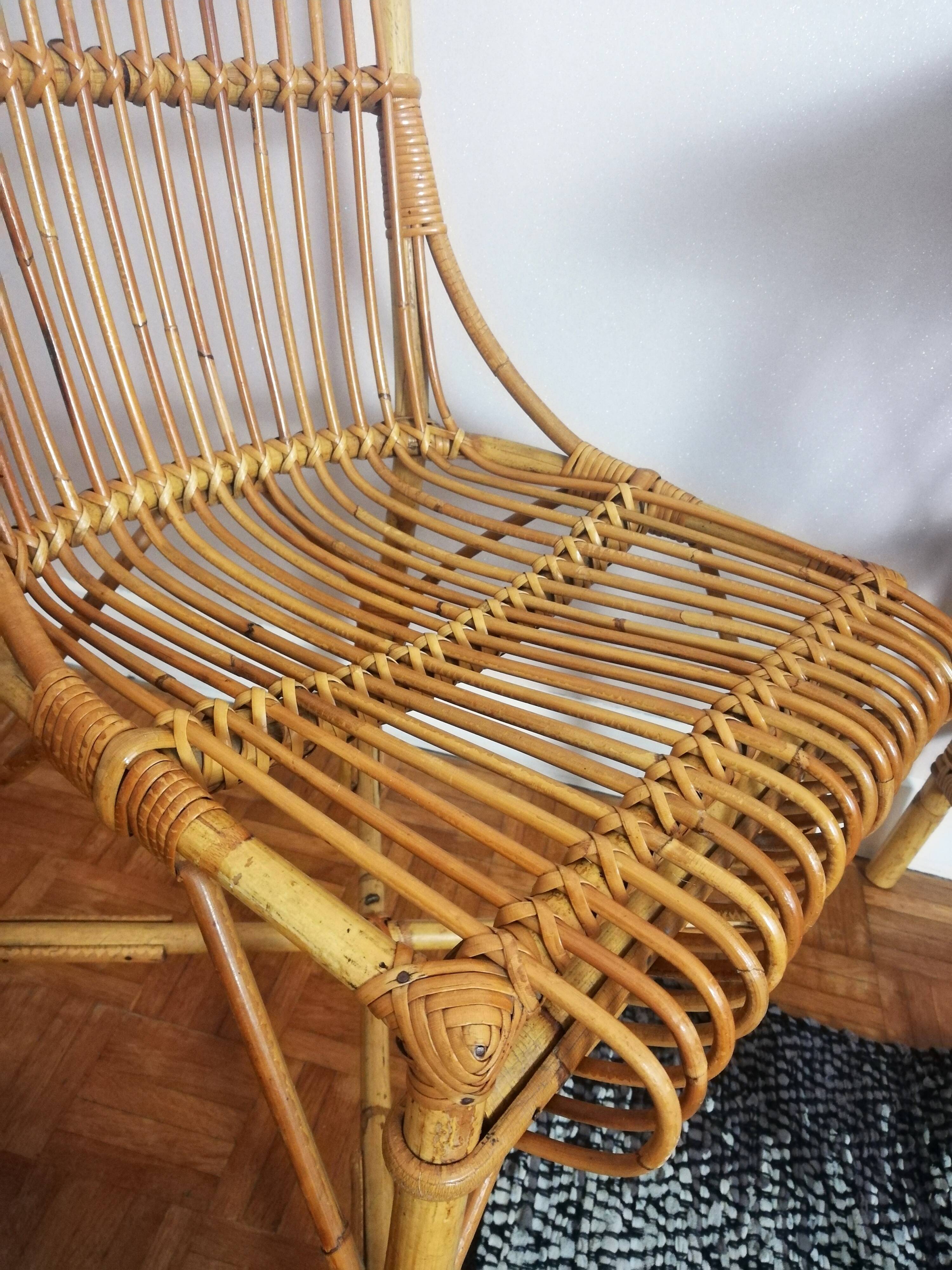 Louis Sognot desk and his rattan chair