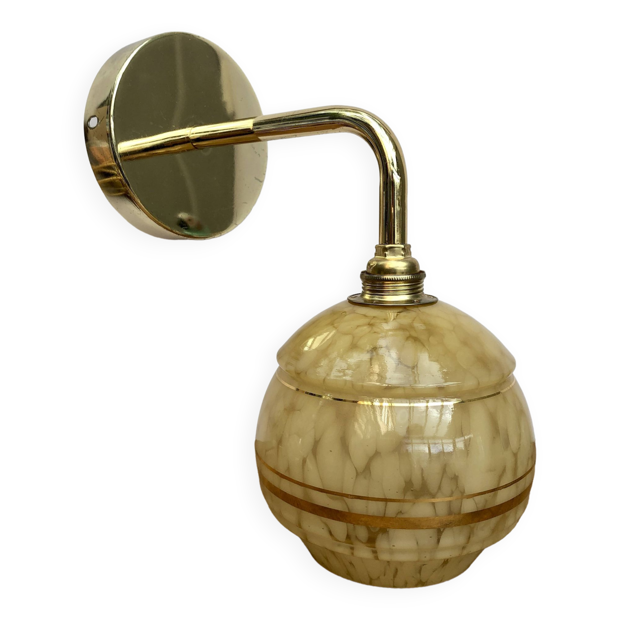 Vintage tulip wall lamp in yellow and gold Clichy glass