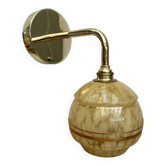 Vintage tulip wall lamp in yellow and gold Clichy glass
