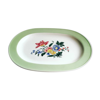 Plat ovale, Villeroy et Boch, mint fleuri / années 50 porcelaine