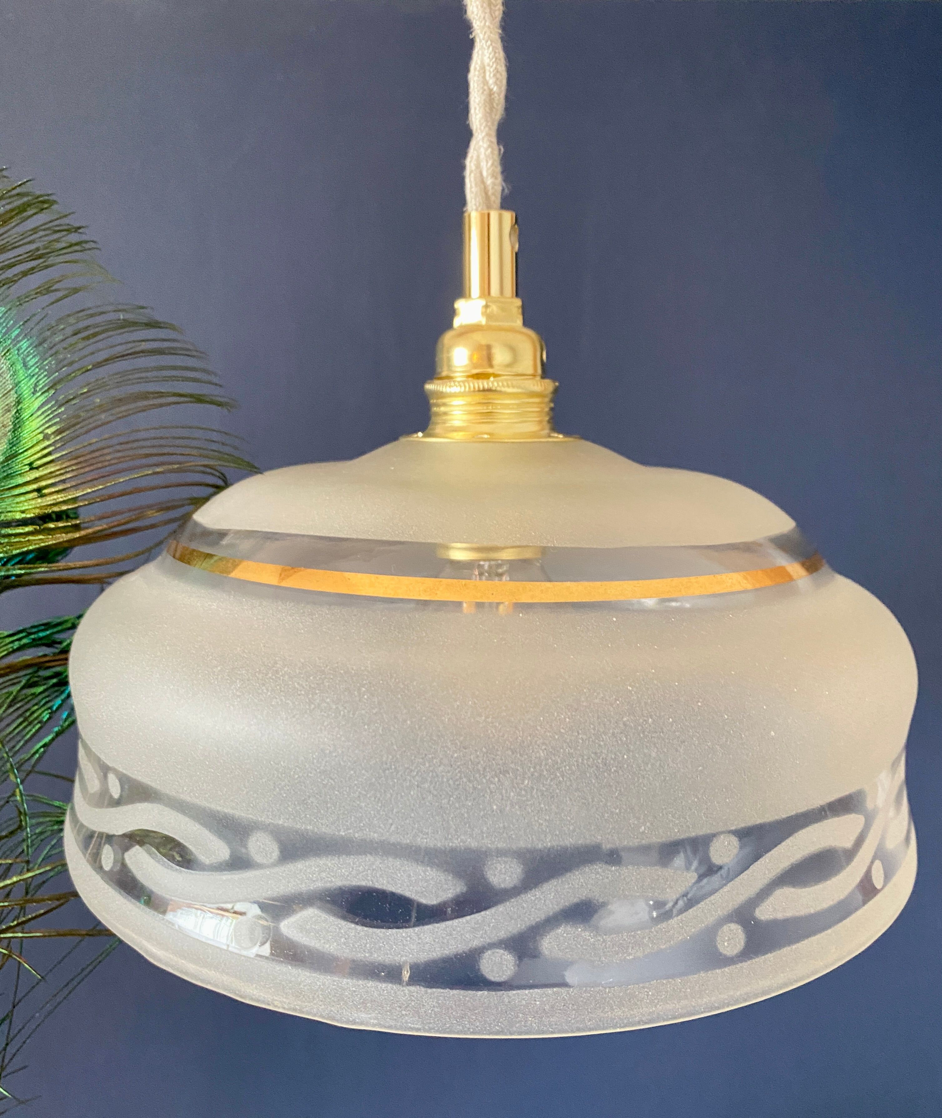 Vintage frosted glass lampshade pendant lamp