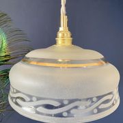 Suspension abat-jour vintage en verre dépoli