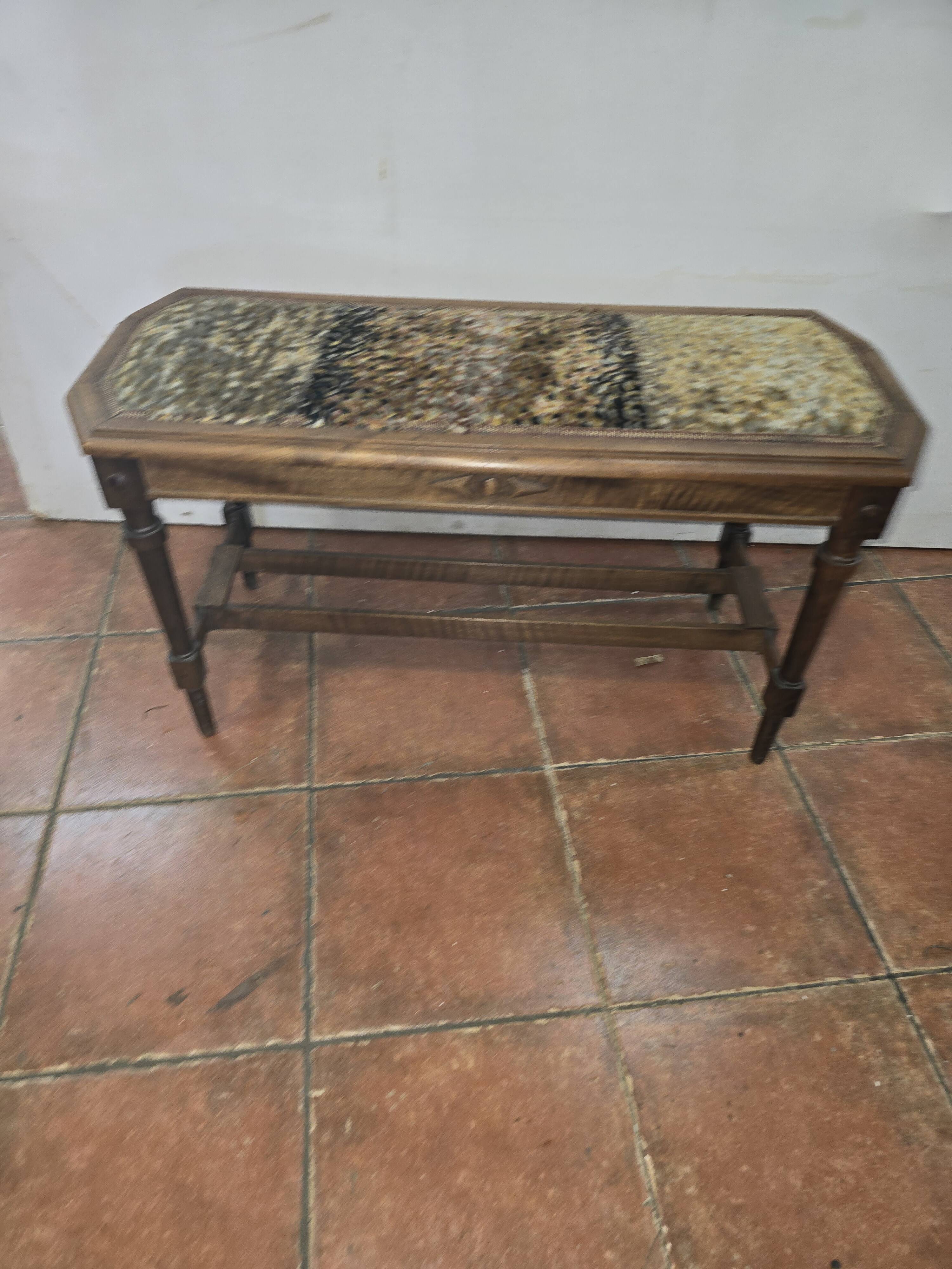 Antique walnut piano bench