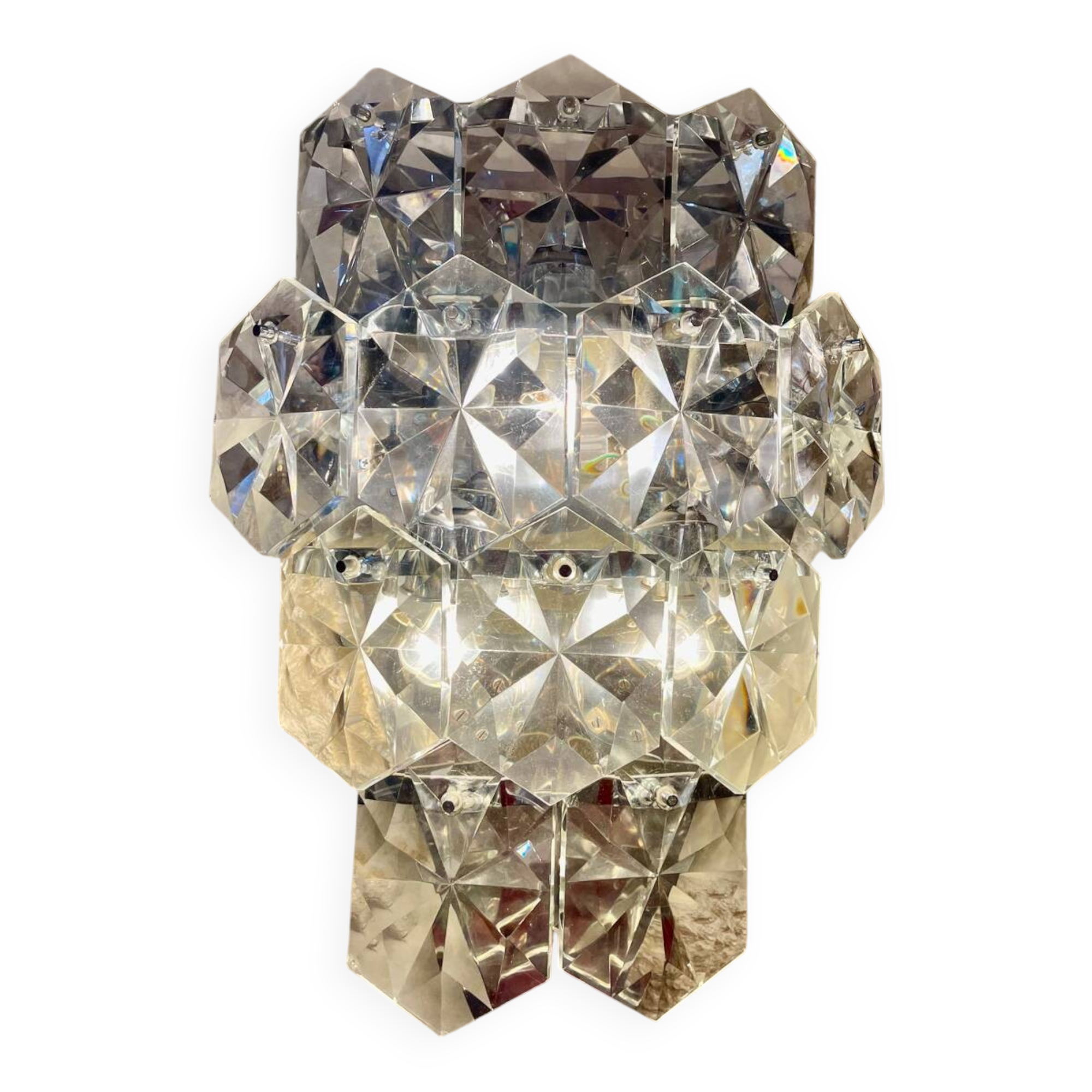 Kinkeldey glass and chrome wall lamp XXL model, 1970s