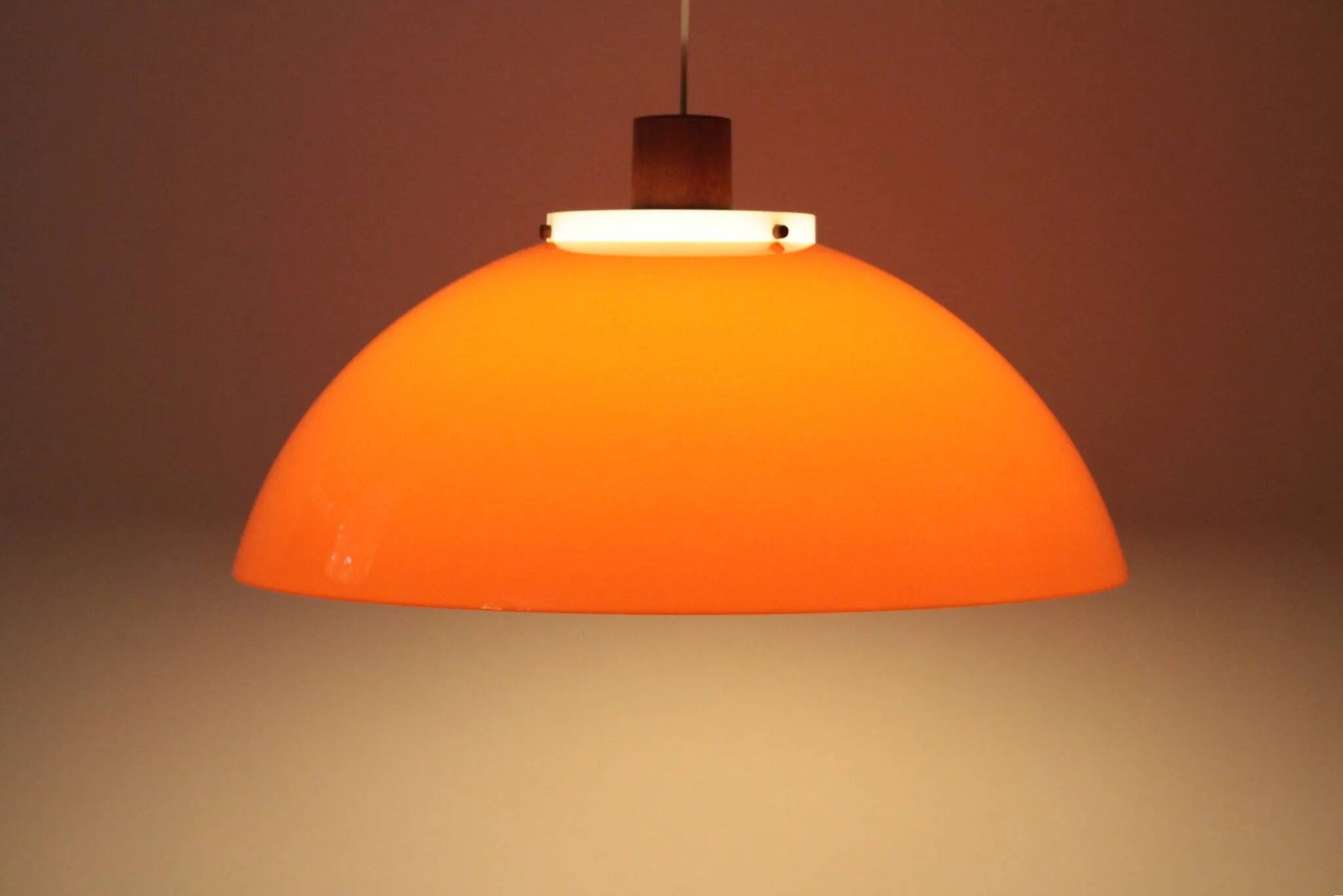 Pendant Lamp – Plastic and Teak, Model 549 – Uno & Östen Kristiansson for Luxus Vittsjö, Sweden, 1960s