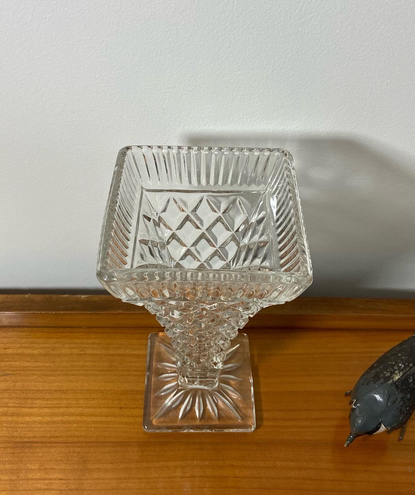 Vintage pressed molded glass vase 1960