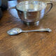 Silver sugar bowl and spoon