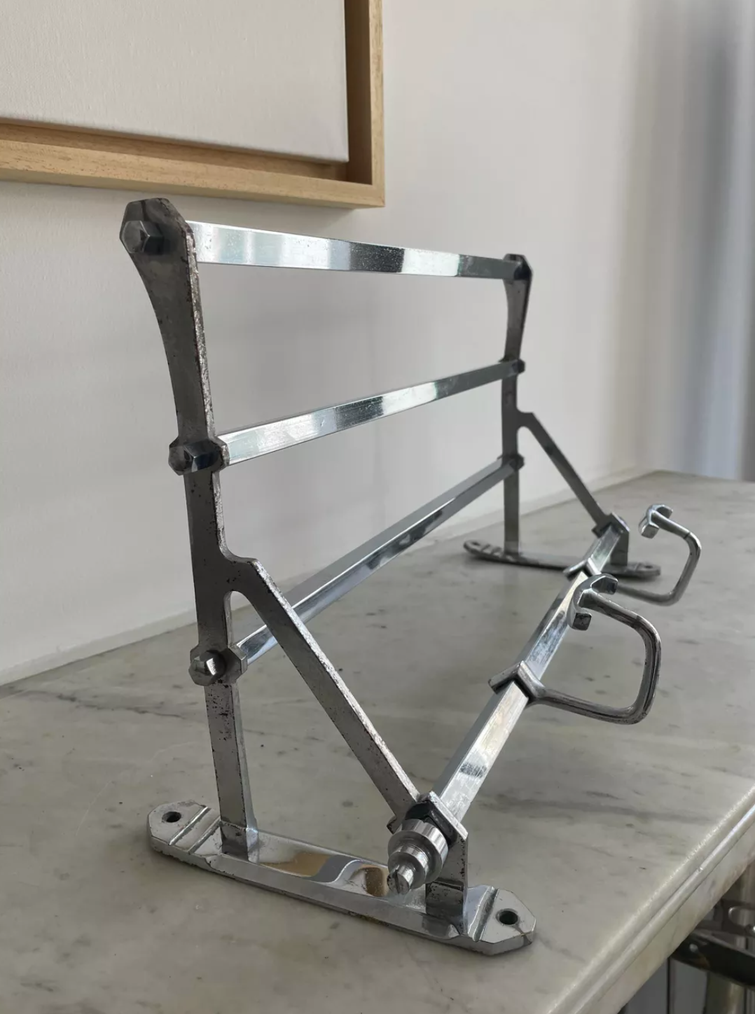 Vintage coat rack, chromed metal, art deco