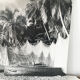 Old photograph on wood panel