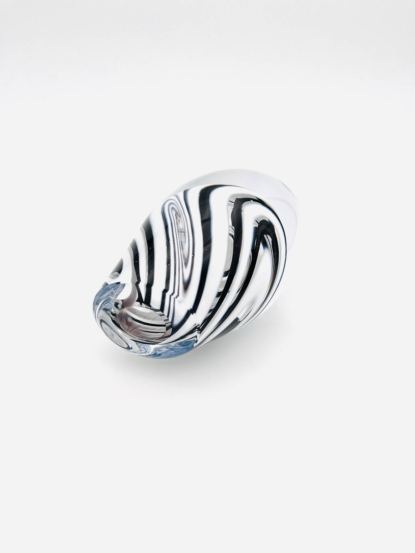 Murano Vase - Sommerso with Stripes - Black & White - 1990