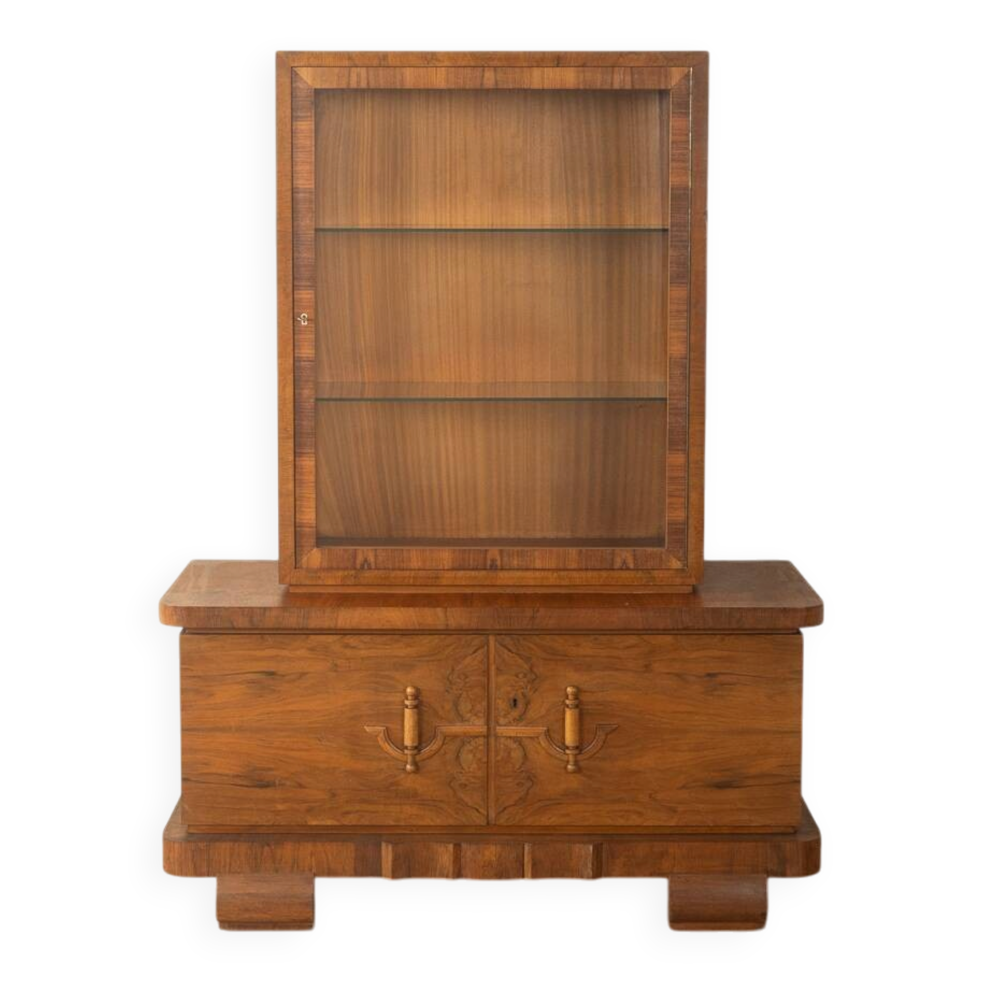 Wonderful two-piece Art Deco display cabinet from the 1920s