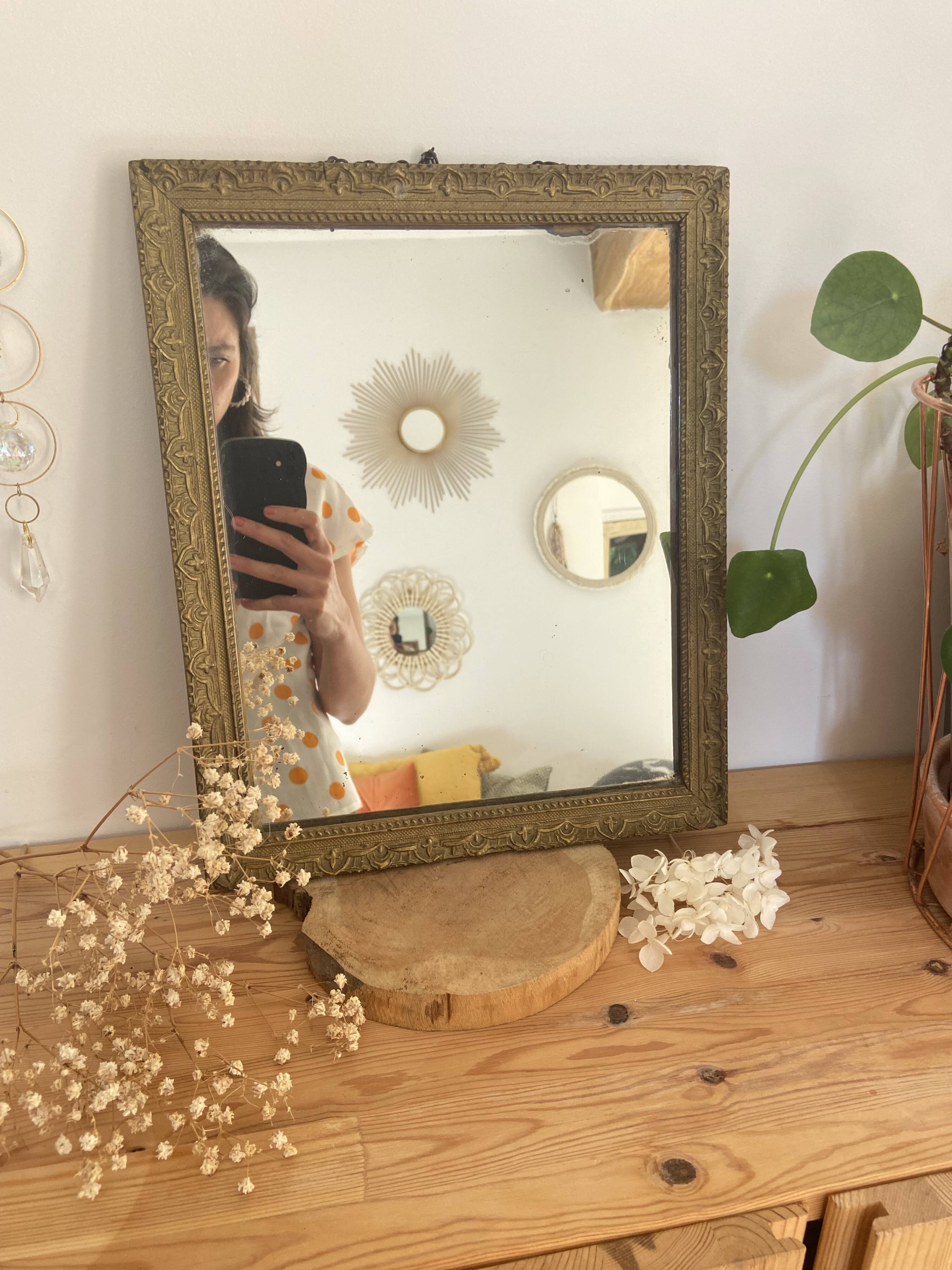 Small Rectangular Golden Mirror Classic Baroque Style - To Hang on the Wall