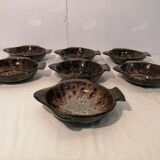 Set of 7 fish-shaped plates signed MARIUS GIUGE circa 1970