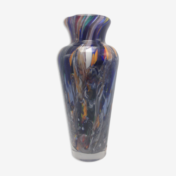 Boheme vase in multicolored thick glass splashes height 27 cm