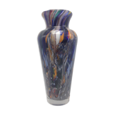 Vase de Boheme en verre epais multicolore eclaboussures hauteur 27 cm