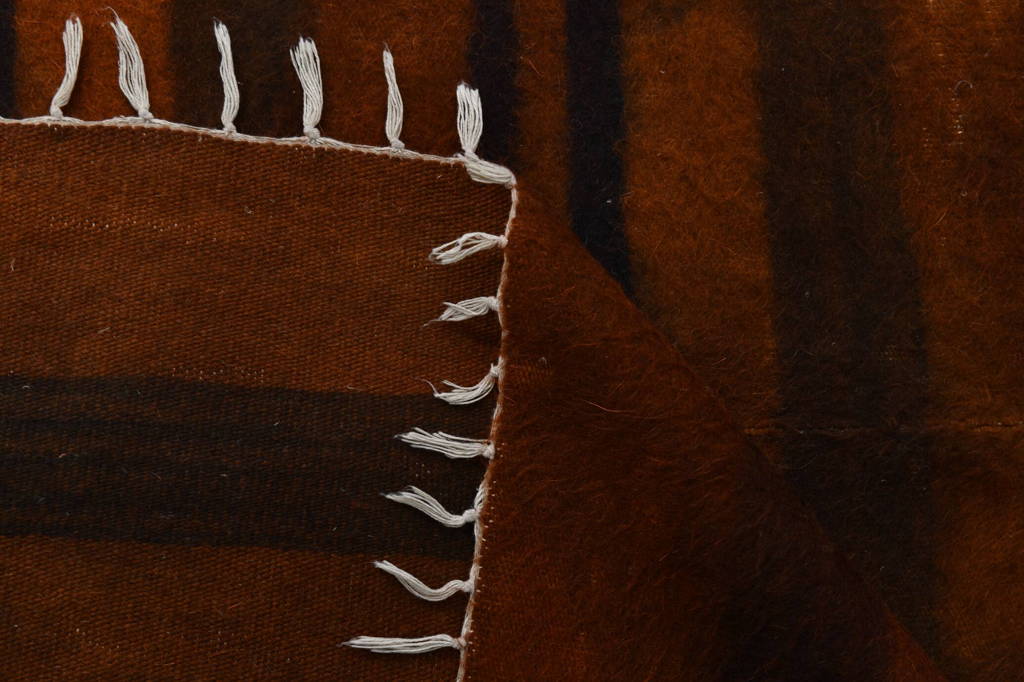 5x7 Striped Pattern Terracotta Vintage Kilim Rug, 146x220Cm