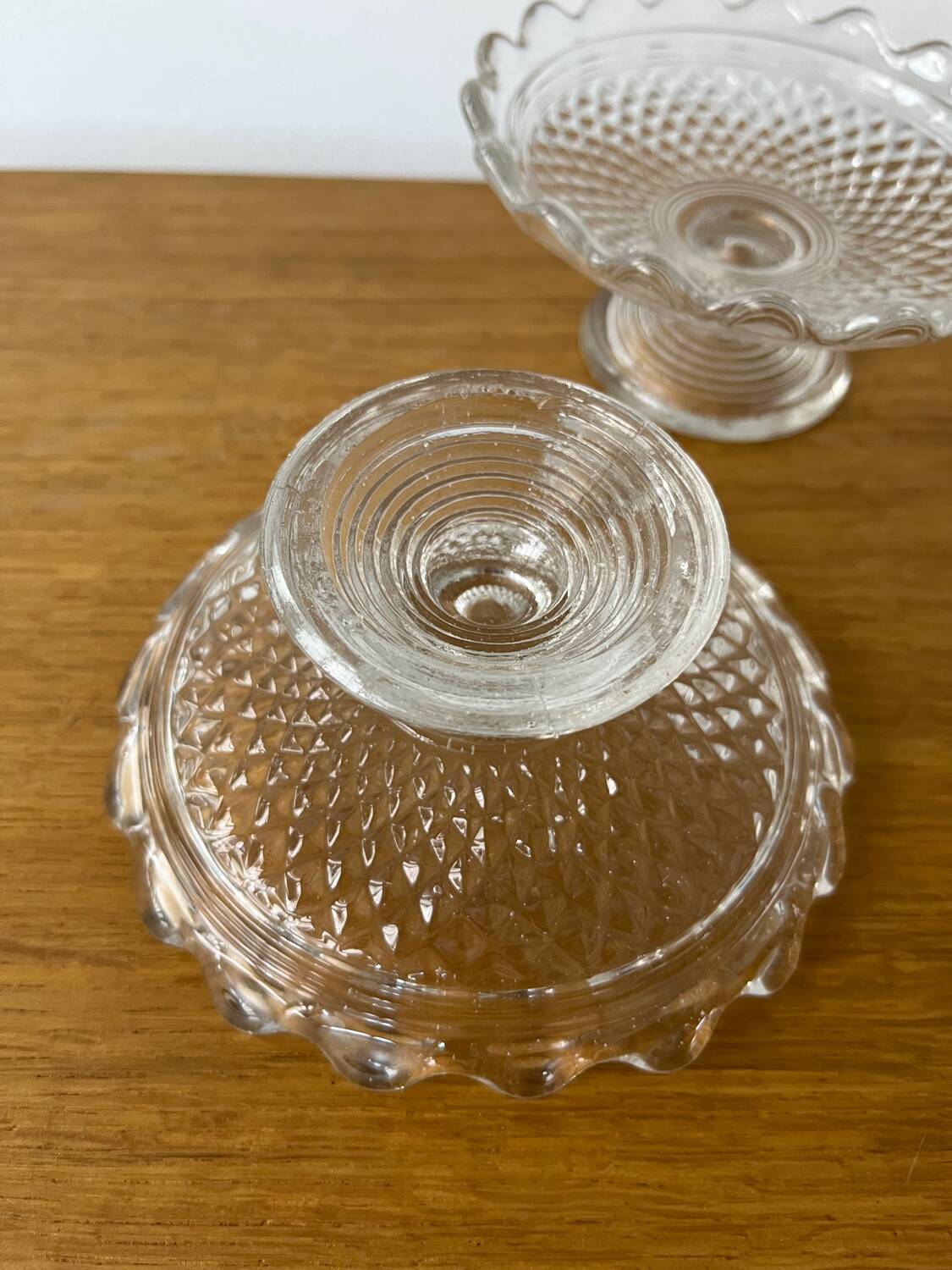 Duo min compotiers XIXeme verre pressé