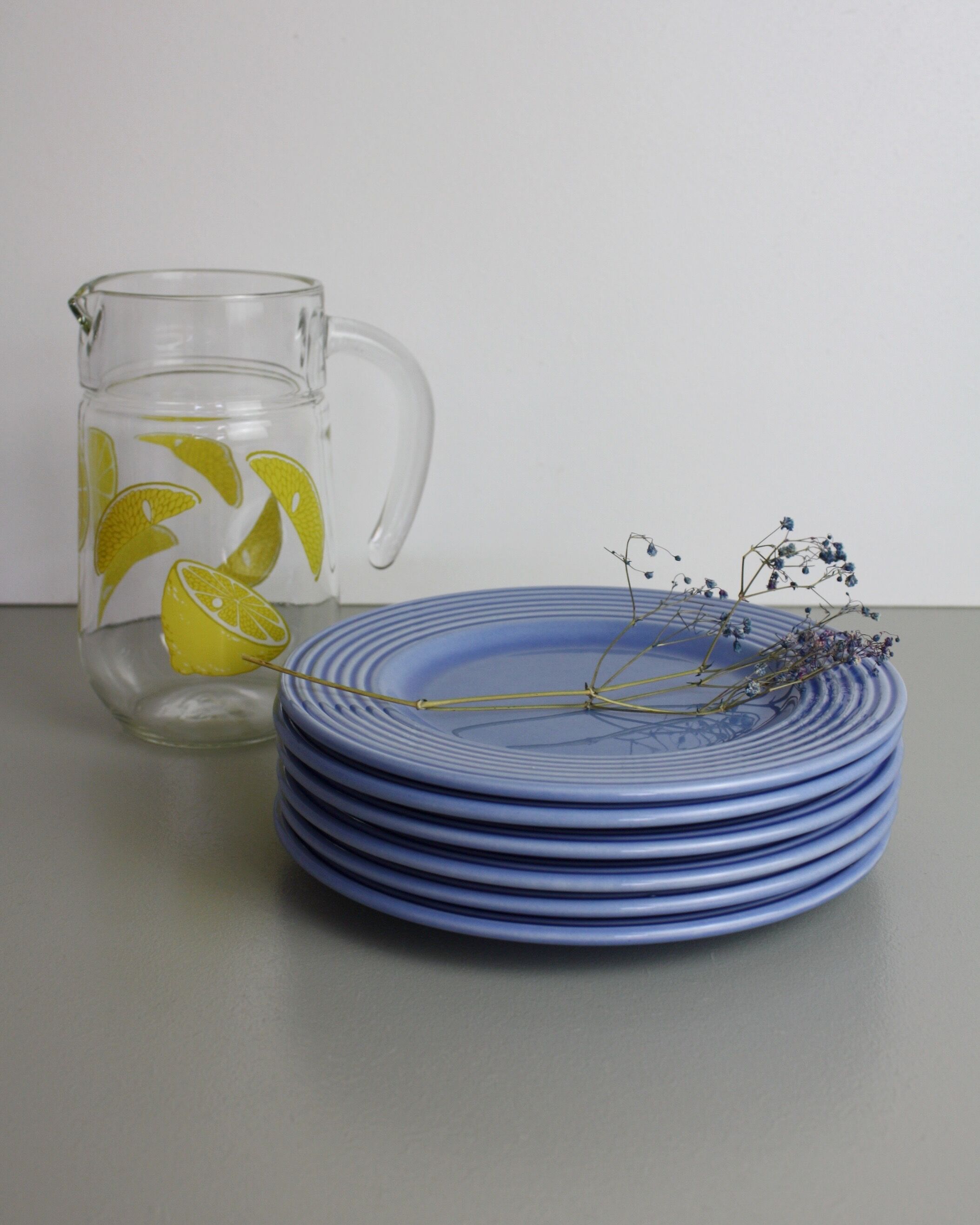 Set of 6 blue ceramic plates
