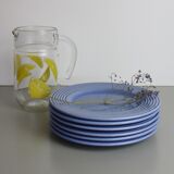 Set of 6 blue ceramic plates
