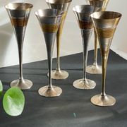 6 Flutes Champagne Laiton Argenté Vintage