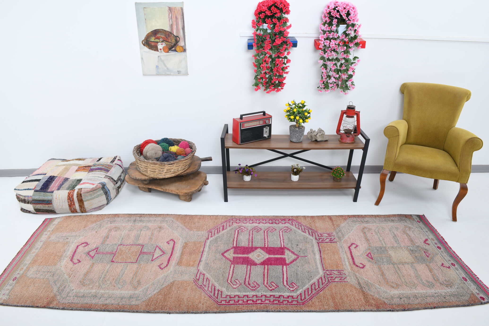 3x10 pastel wool vintage runner rug 309x98cm