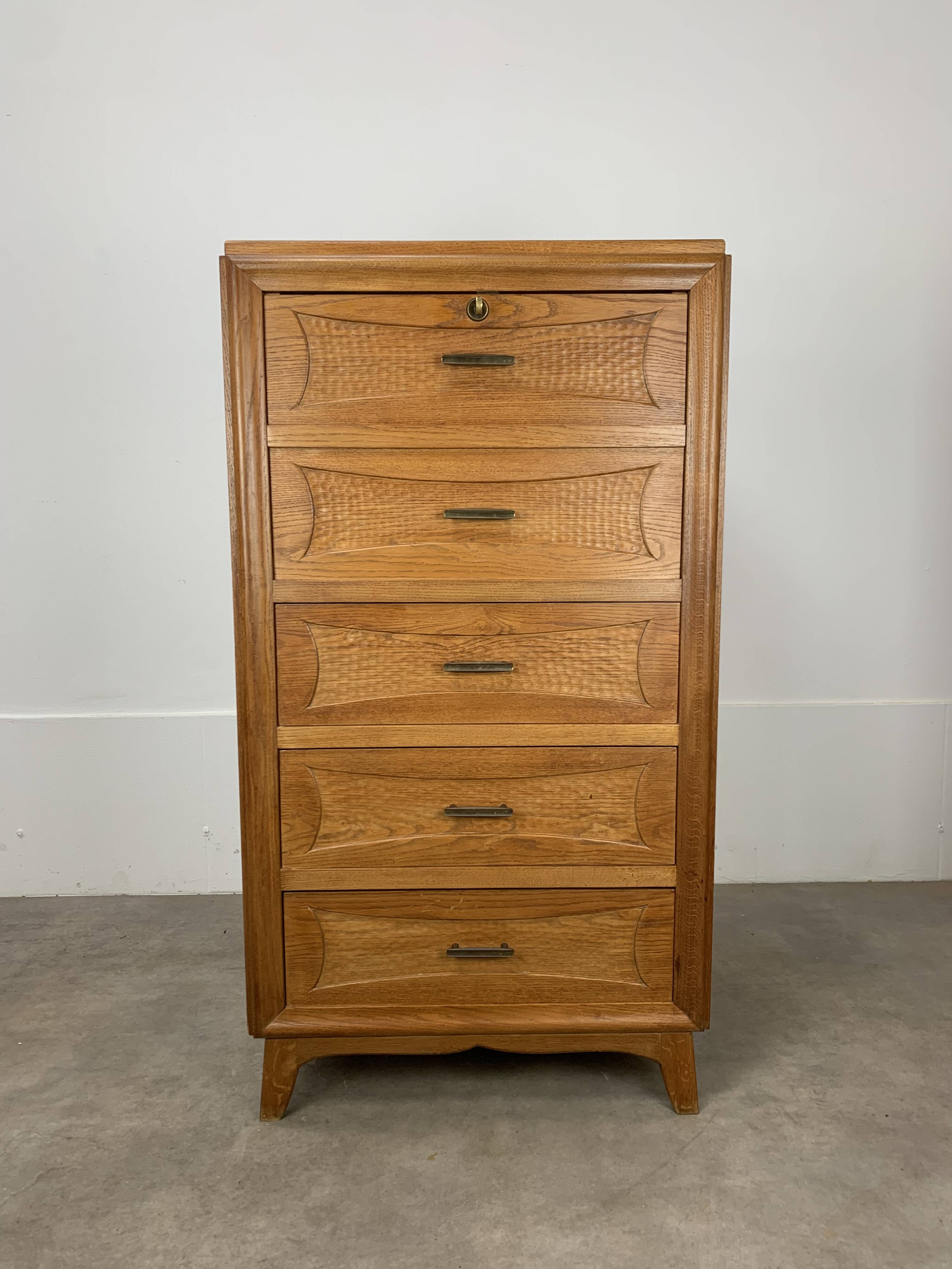 Vintage oak chest of drawers from the 50s