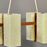 Scandinavian chandelier in solid teak with plexiglass resin shades – 1960s