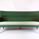 Sofa Model 220 With Legs In Rosewood & Green Fabric By Kurt Olsen From 1960
