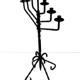 Large Vintage Mid 20th century wrought iron floor candle stick
