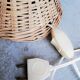 Rotin Lamp / Wicker Bedside Lamp / Mushroom-shaped Lamp / Bamboo / Vintage 1960 / Mid-Century