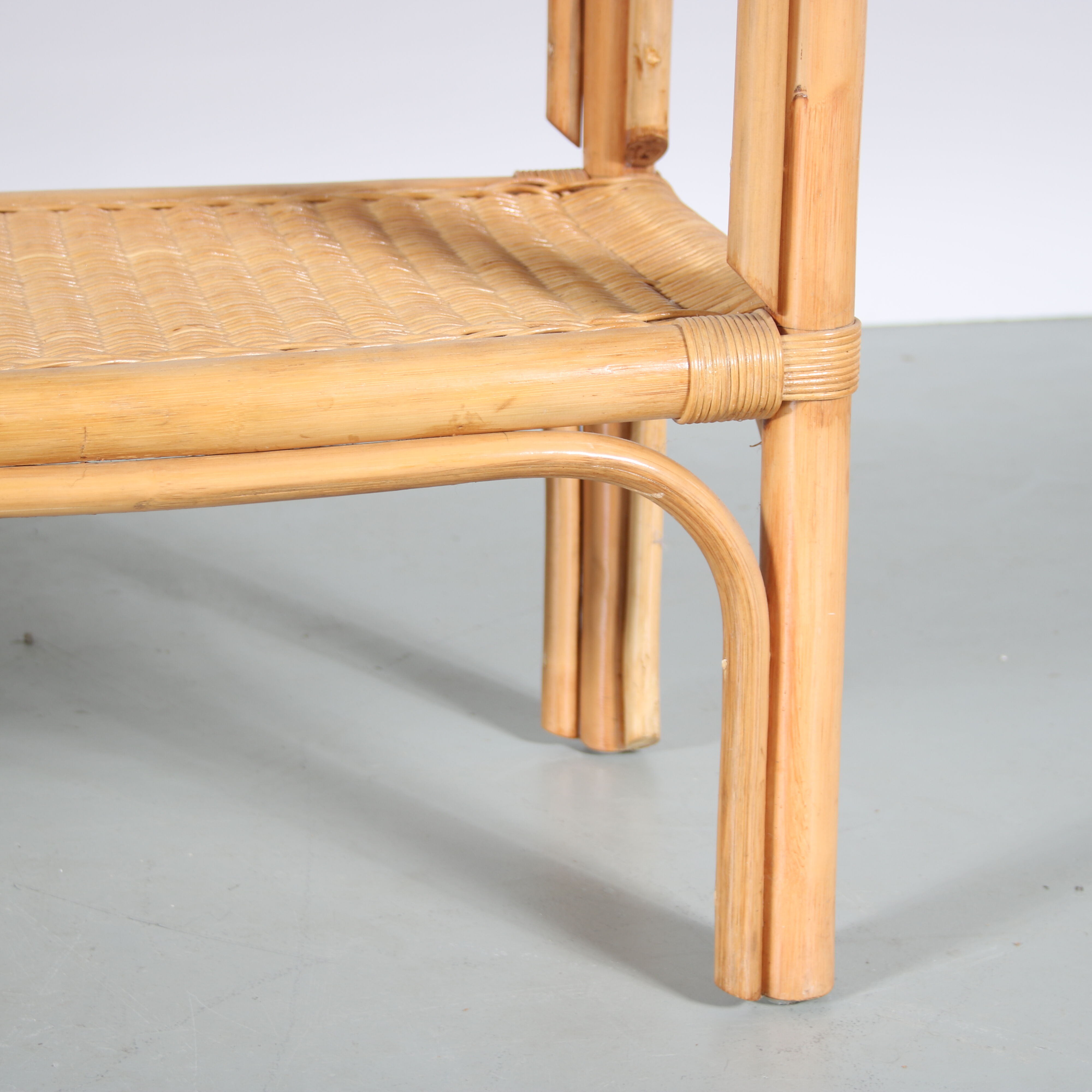 1970s Wicker with bamboo console table from italy