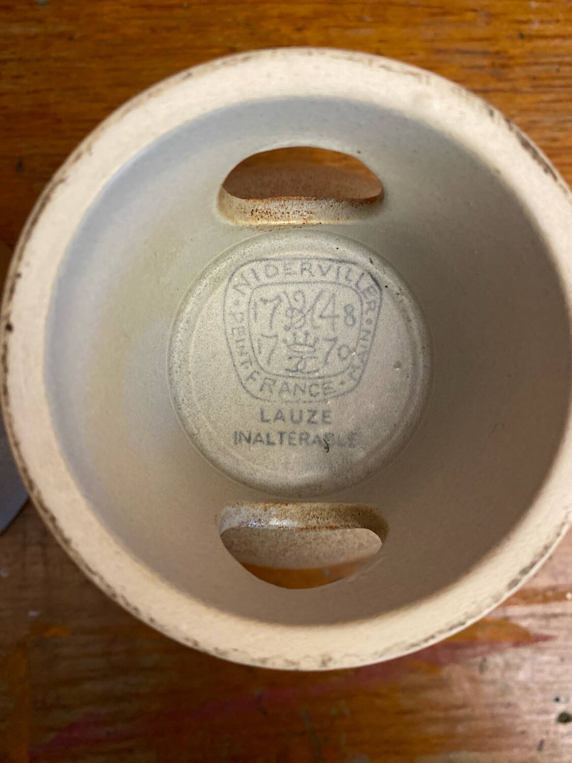 Antique niderviller lauze set pitchers + sugar pot vintage beige stoneware #